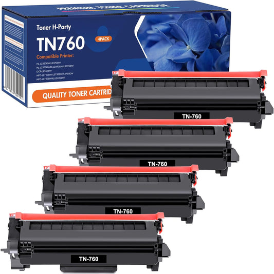 TN760 Toner for Brother Printer Toner TN-730/TN-760 Compatible Replacement for Brother TN760 TN 760 TN730 TN-760 Toner Cartridge Black High Yield for MFC-L2710DW DCP-L2550DW HL-L2350DW Printer 4-Pack